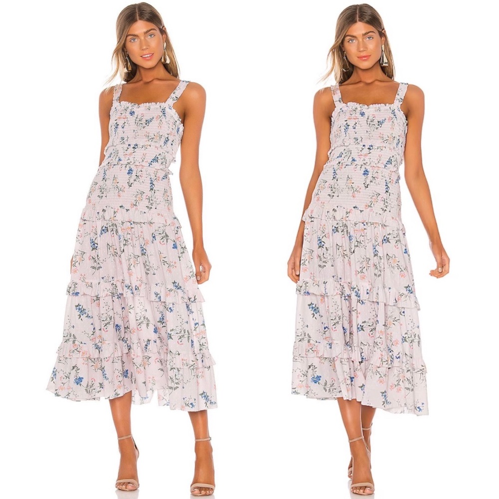 SAYLOR Althea Floral Smocked Midi Dress